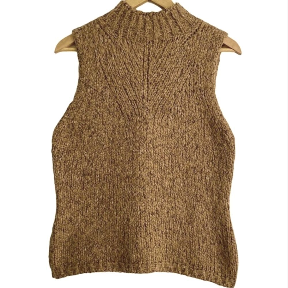 Max Studio Knitwear Tan Sleeveless Marled Sweater Women Size L